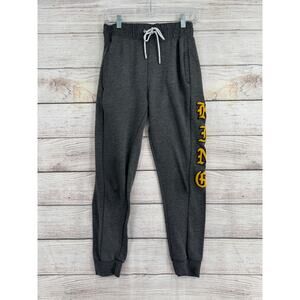 Seven Souls KING Embroidered Jogger Sweatpants Mens Small Gray Yellow